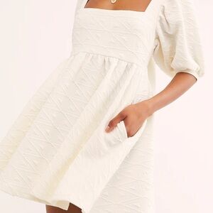 Free People VIOLET Cream Textured Mini Dress